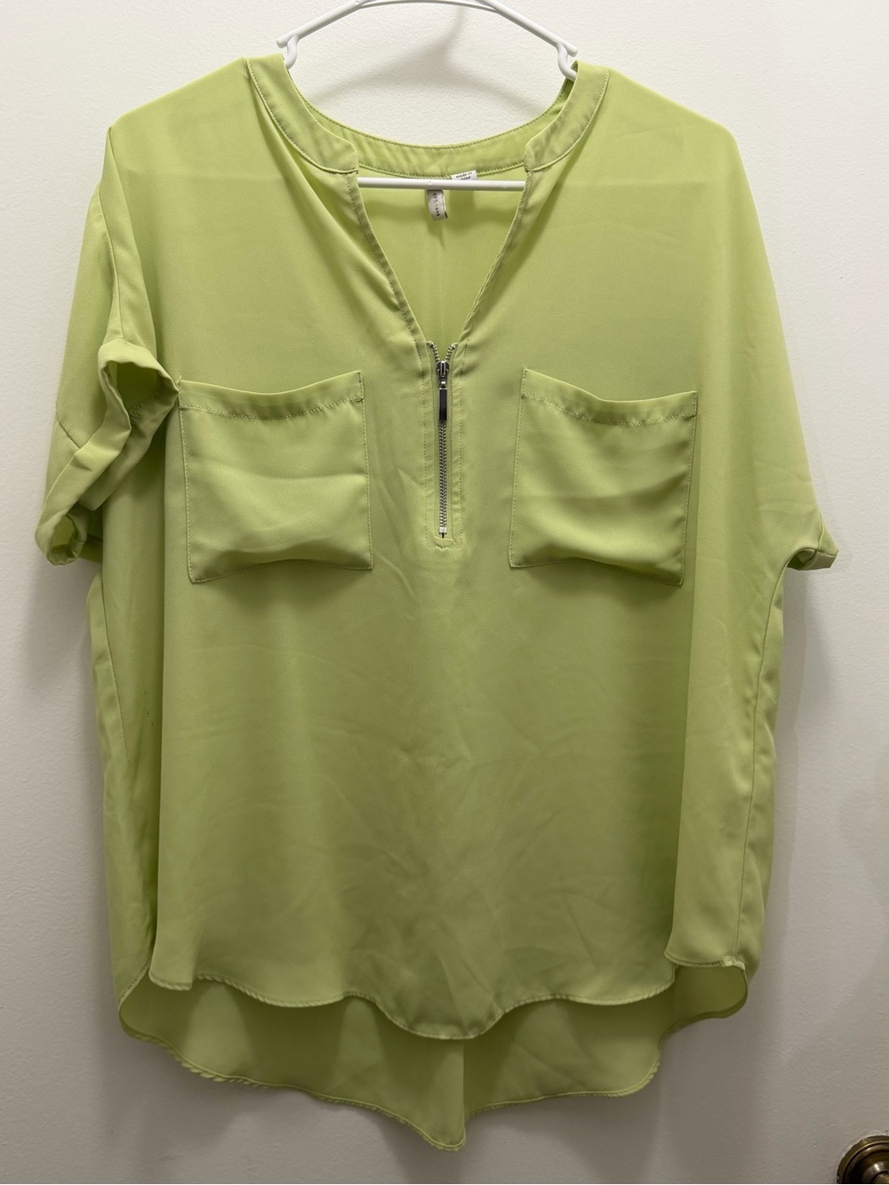 Cato Lime Green Zip-Front Blouse